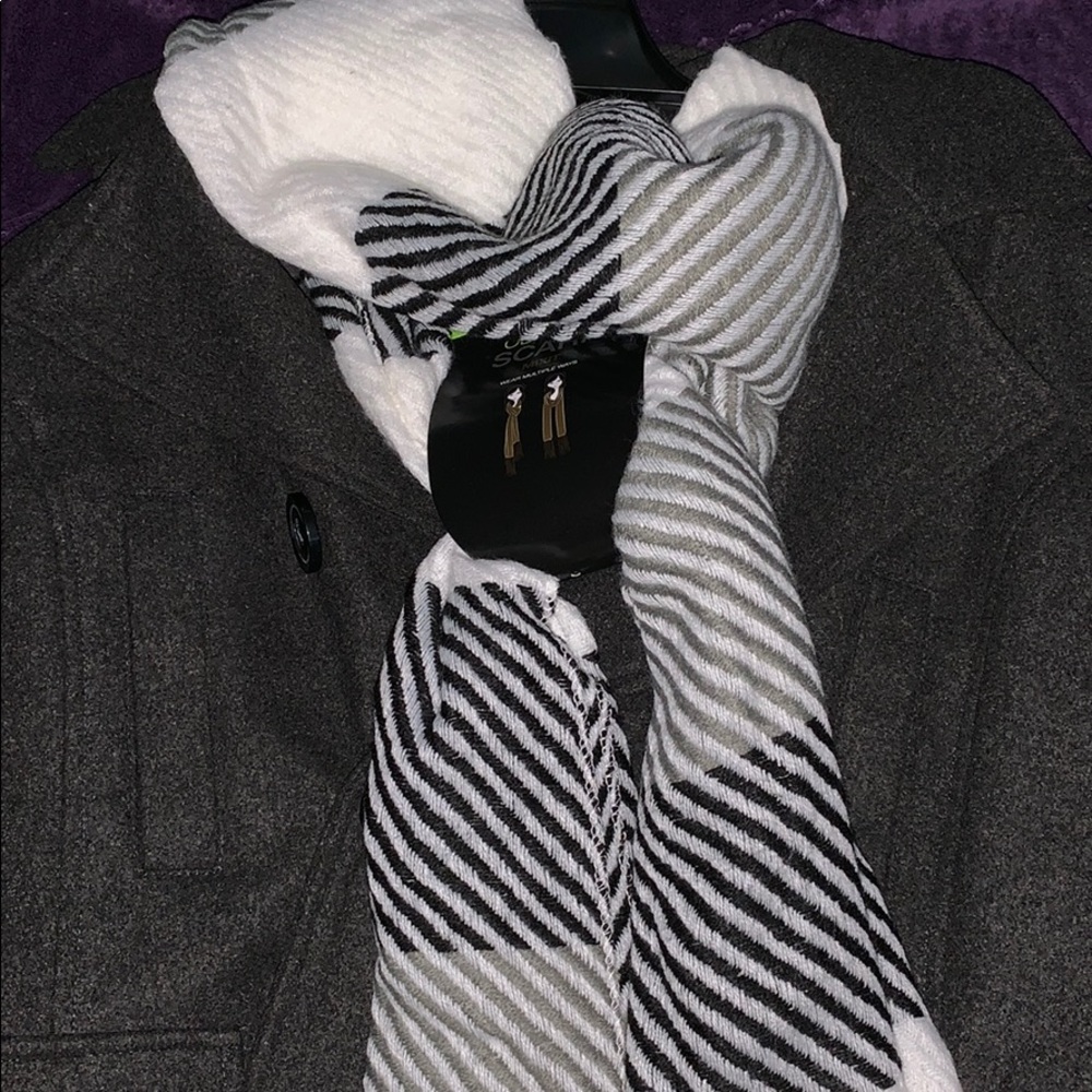 Grey pea coat with scarf